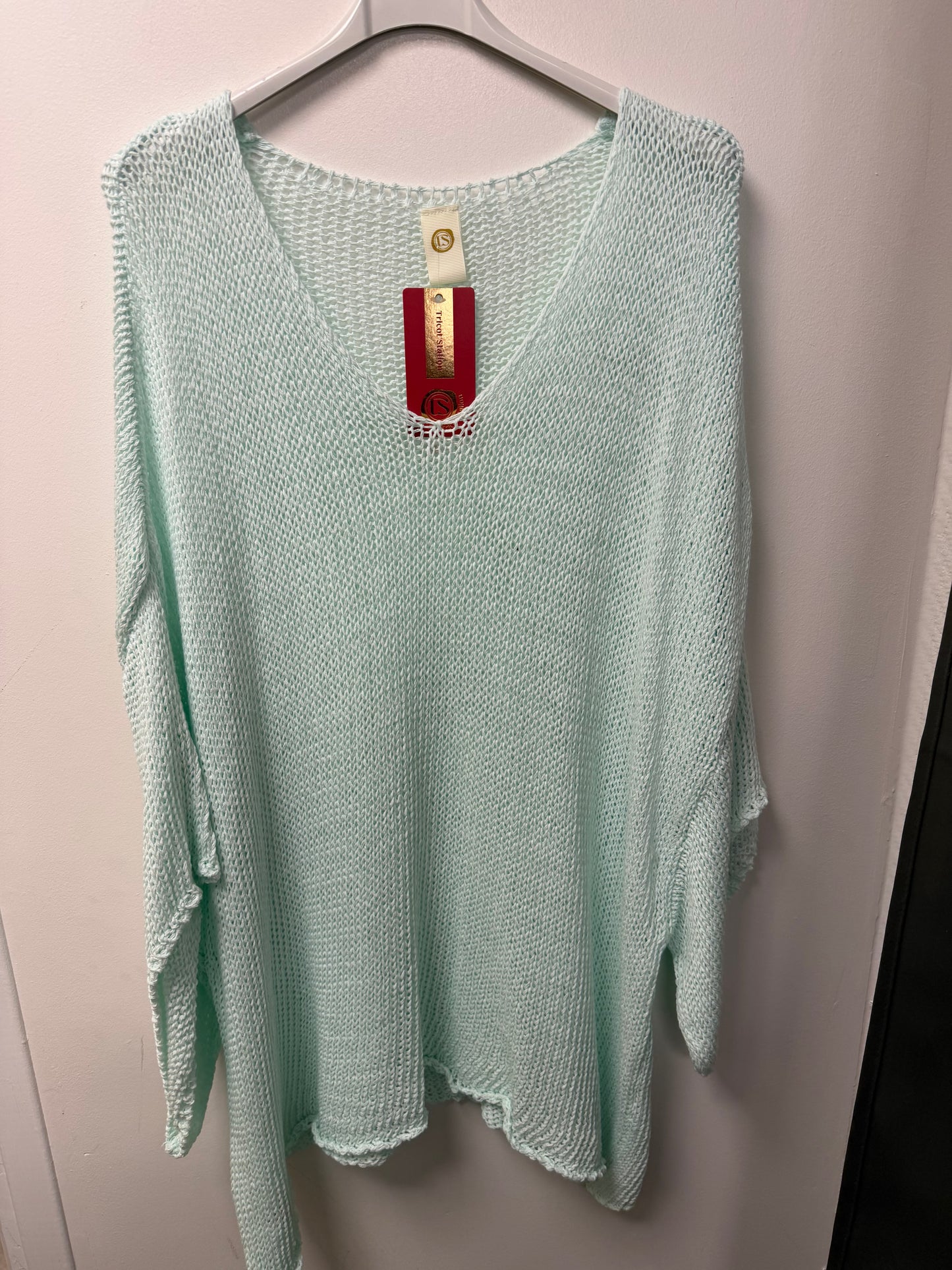 Pull oversize col V maille filet 3859