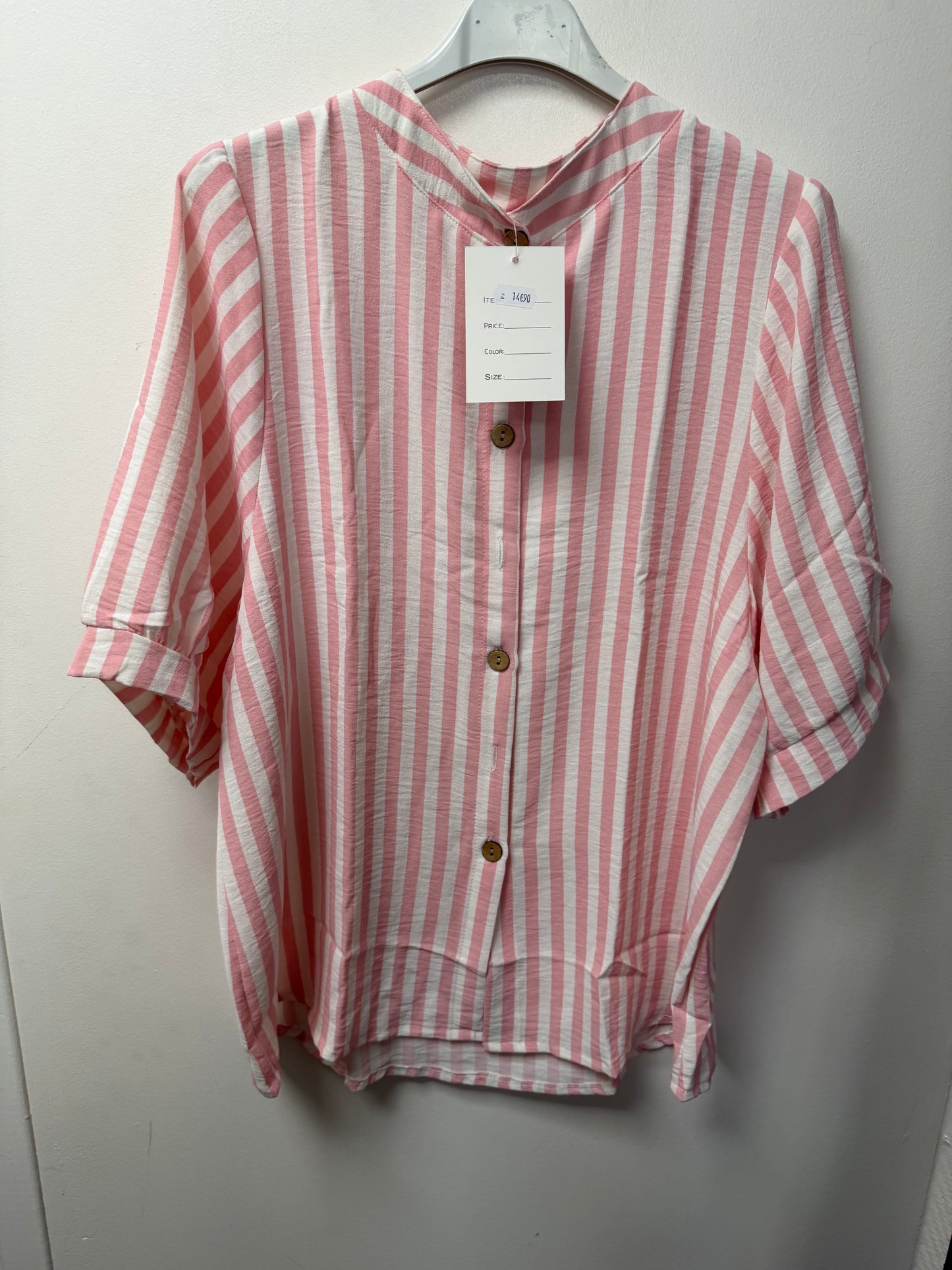 Blouse à rayures et boutons bois 7224
