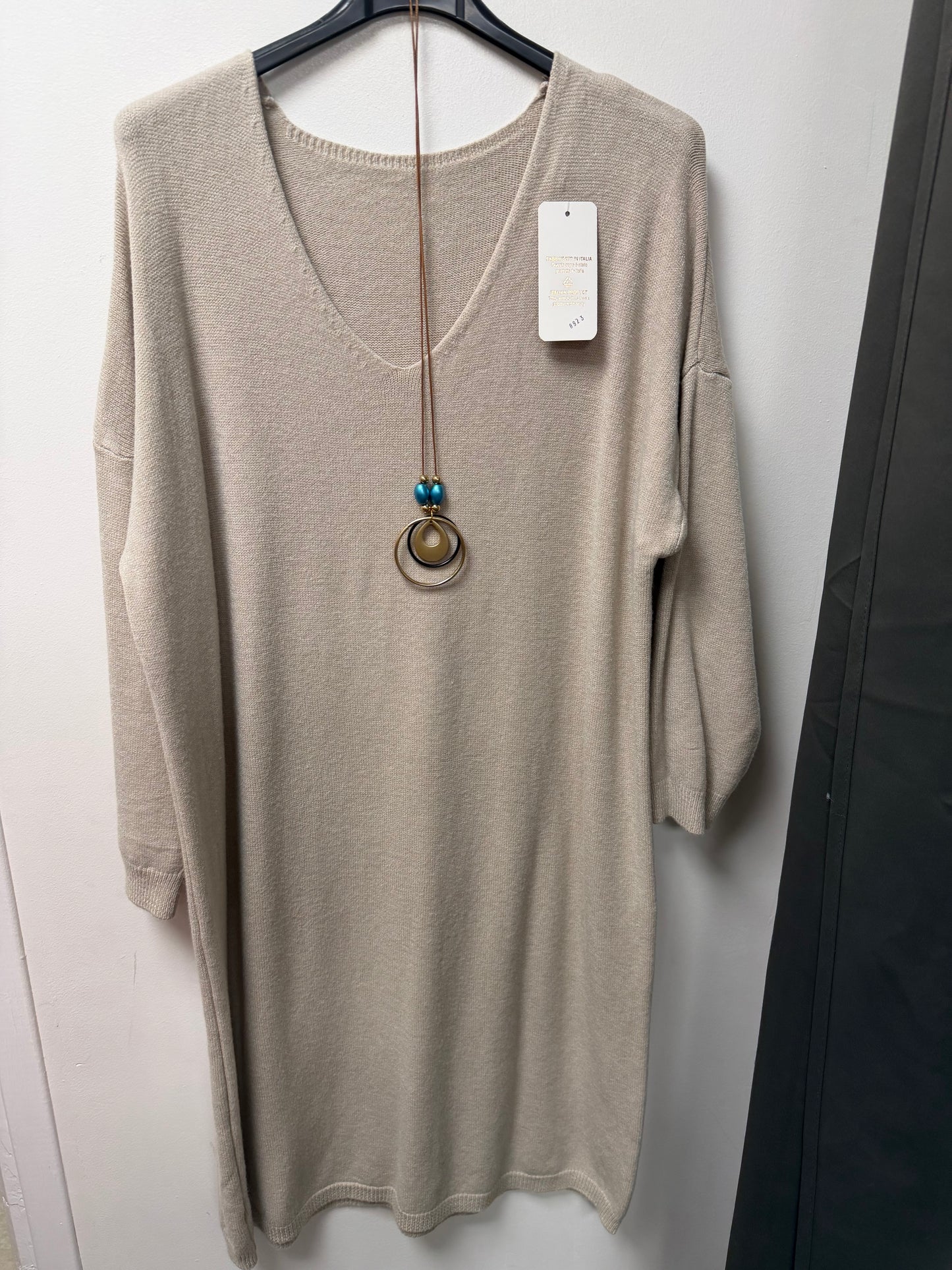 Robe Pull en Maille Fine avec Sautoir 8923