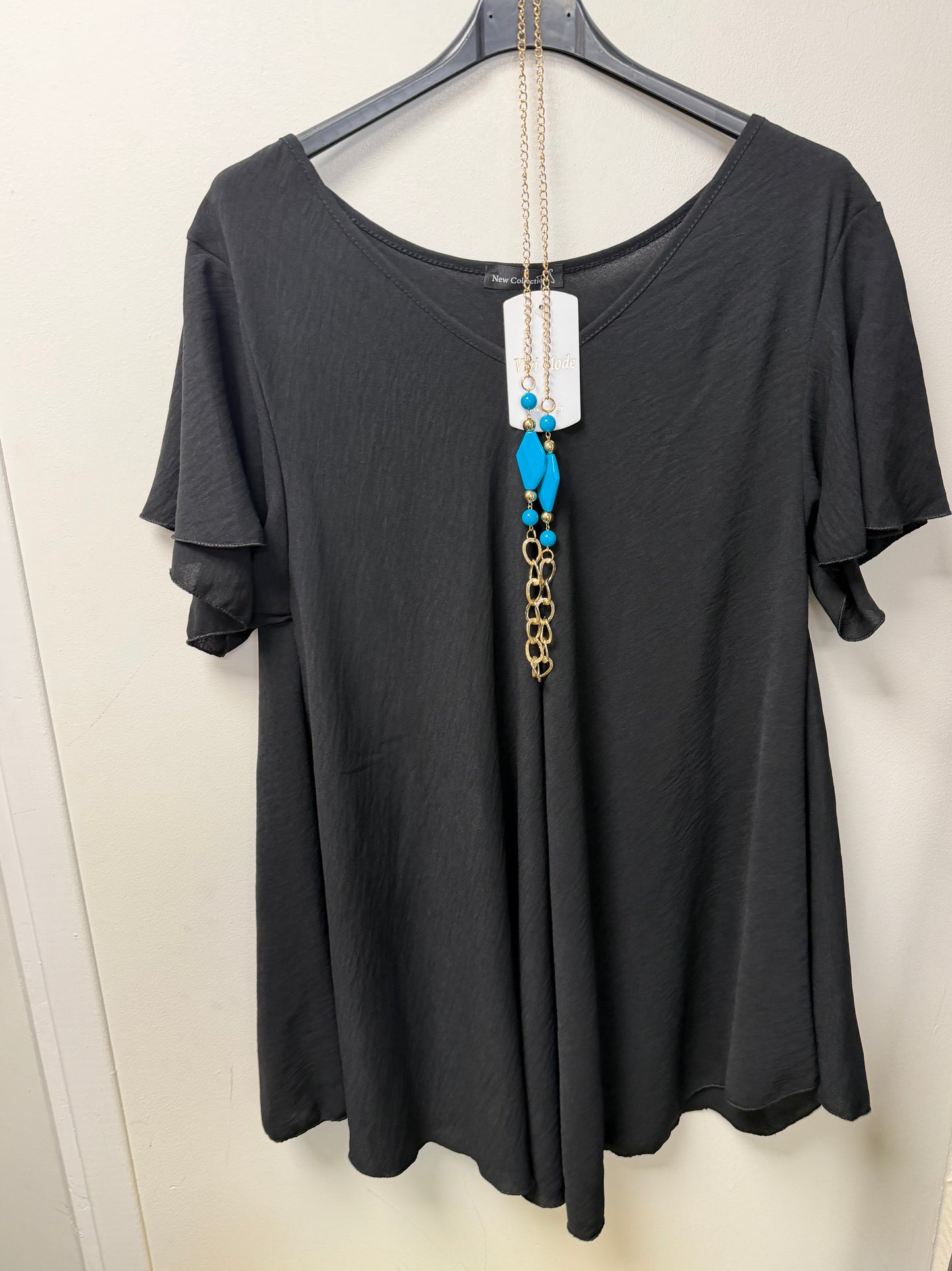 Top à Manches Volante avec Collier Assortie 2732