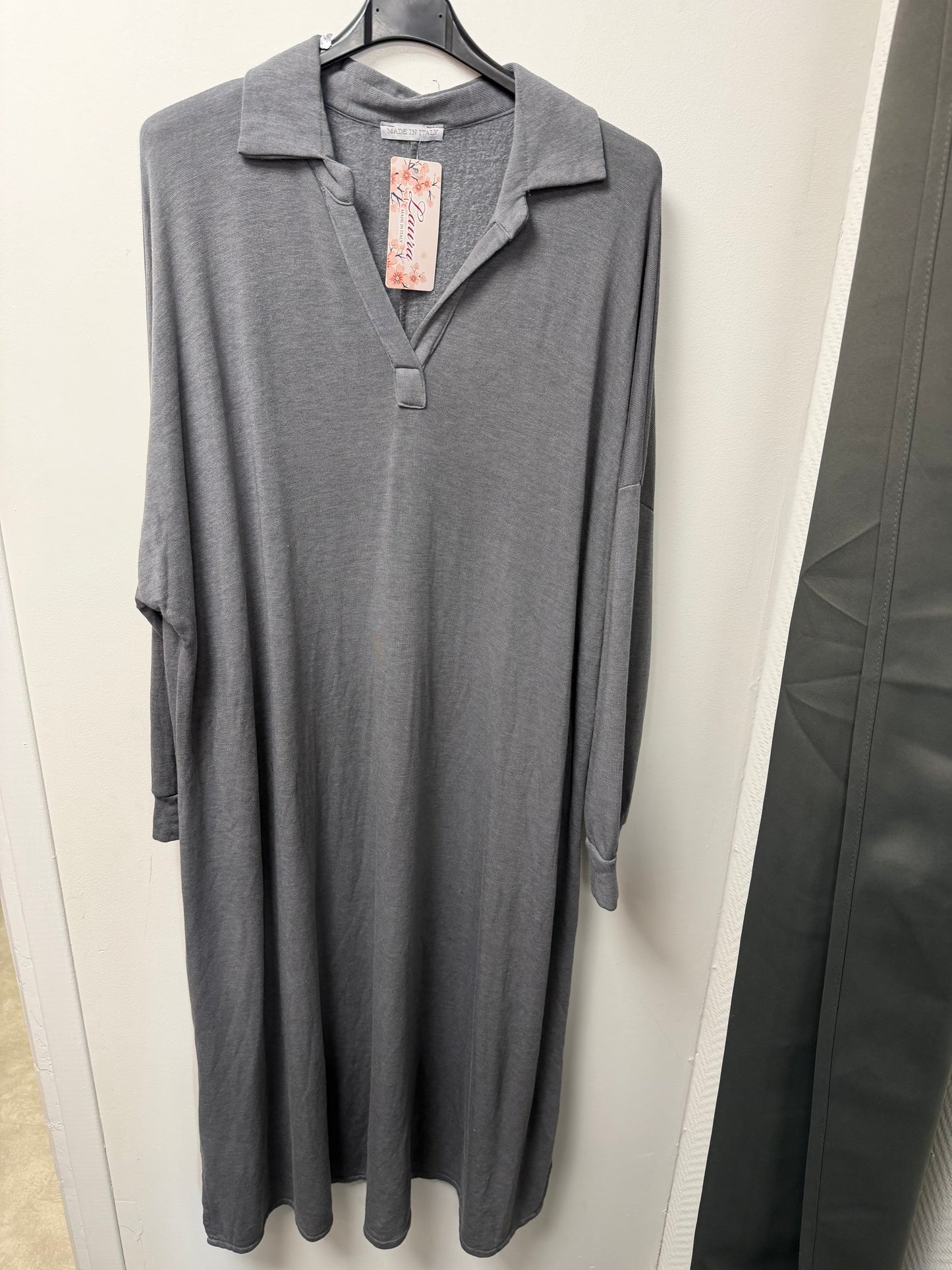 Robe-Tunique Longue en Maille Douce – Col Polo & Style Cocooning 2140