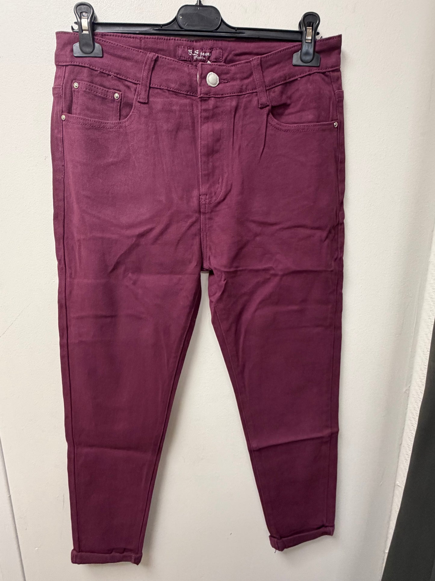 Jean slim 5 poches uni prune 6138-4