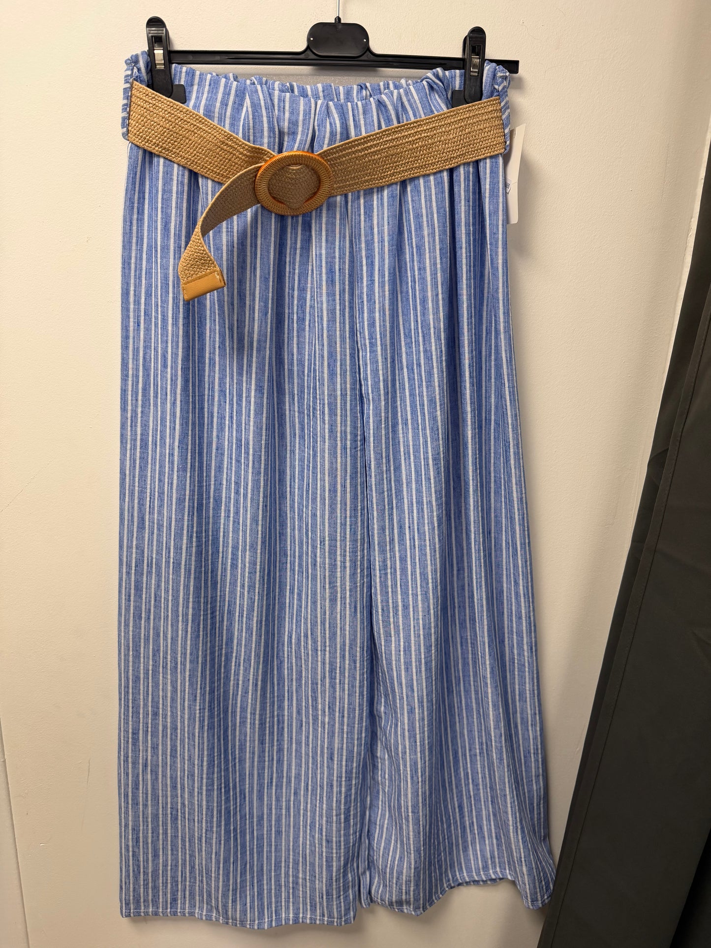 Pantalon Large Rayé avec Ceinture Tressée 2665