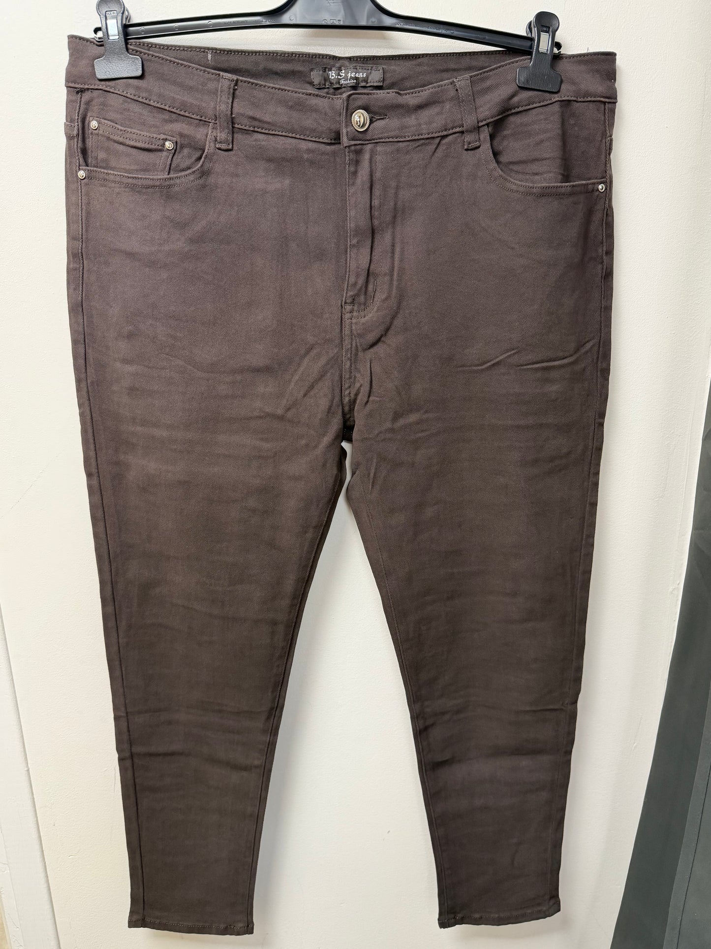 Jean slim 5 poches uni choco 6138-2