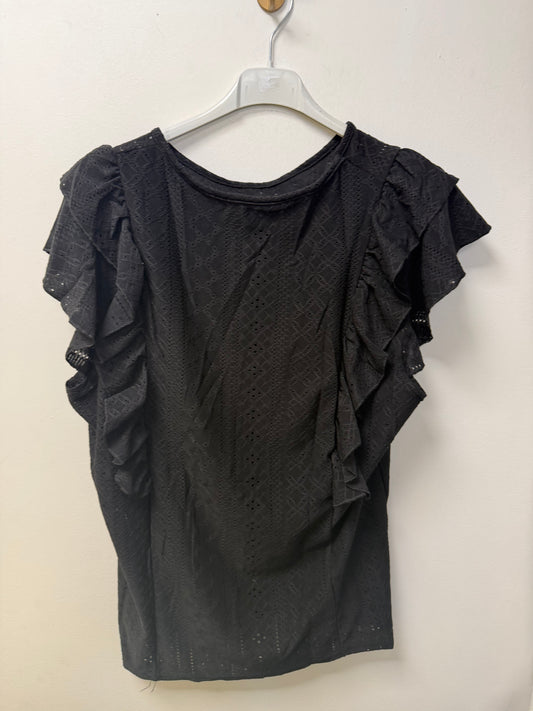 Top en broderie anglaise à volants sur les épaules 7248
