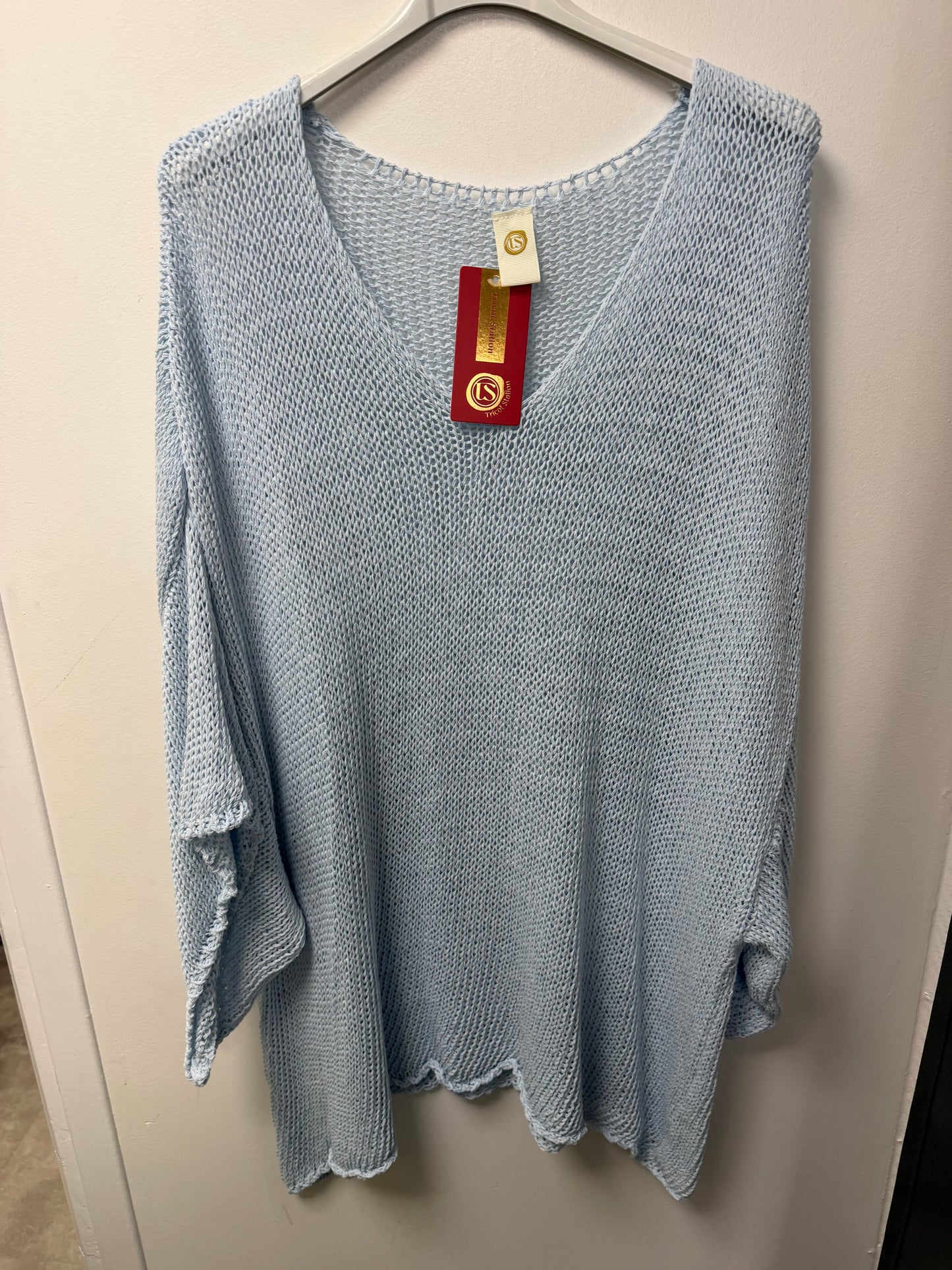 Pull oversize col V maille filet 3859