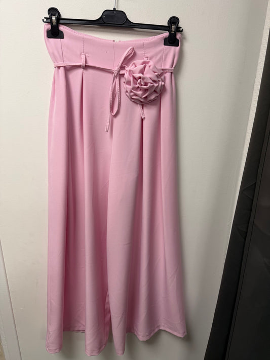 Pantalon Large Palazzo avec Ceinture Fleurie 26024