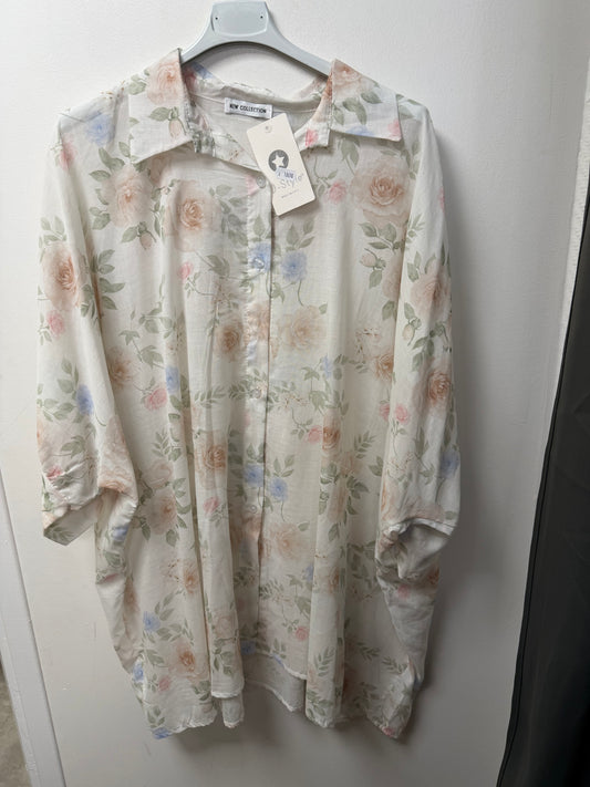Chemise imprimé floral romantique 1970