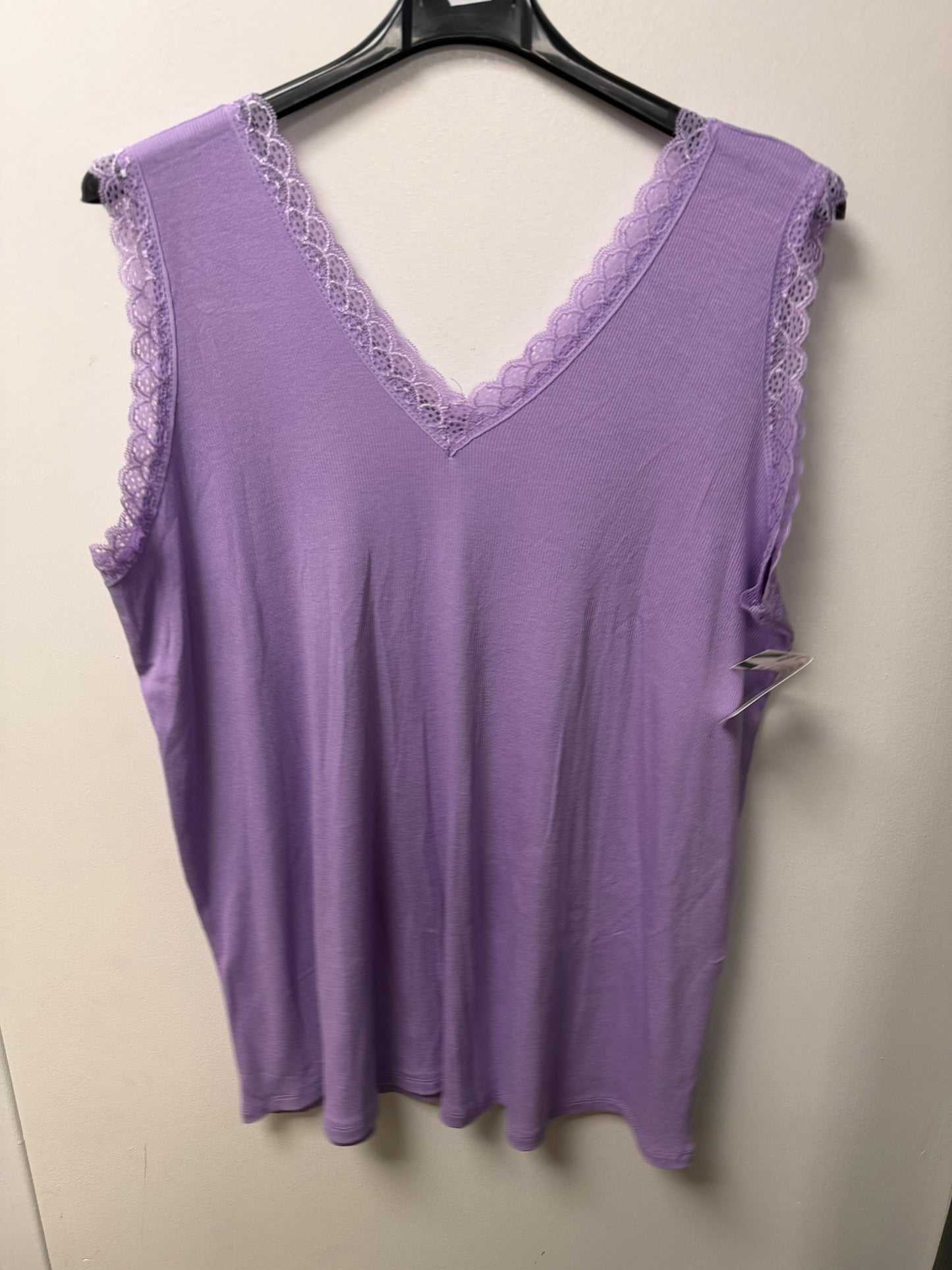 Top Côtelé avec Bordures en Dentelle