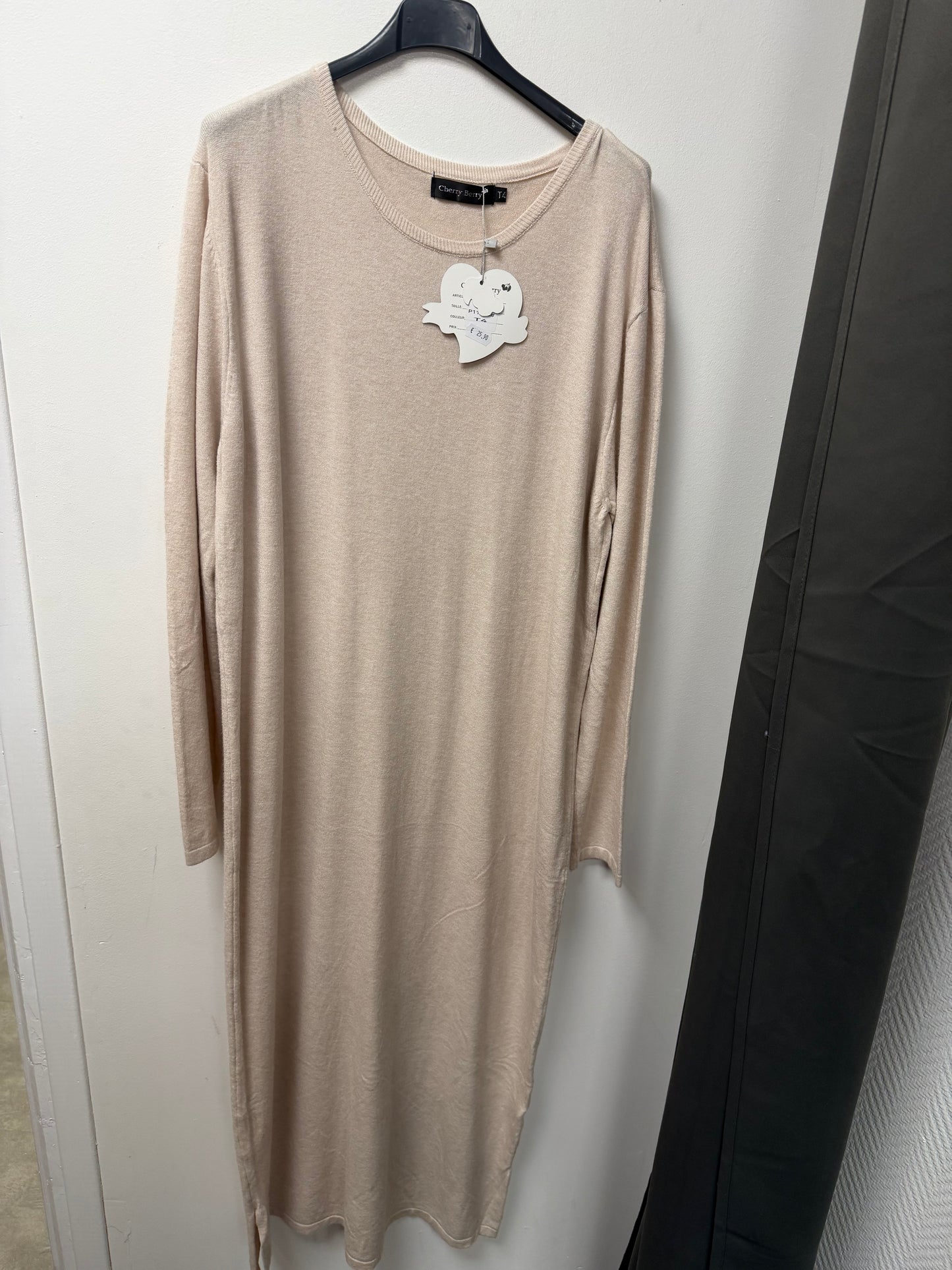 Robe Longue en Maille Douce "Cherry Berry" P11726#