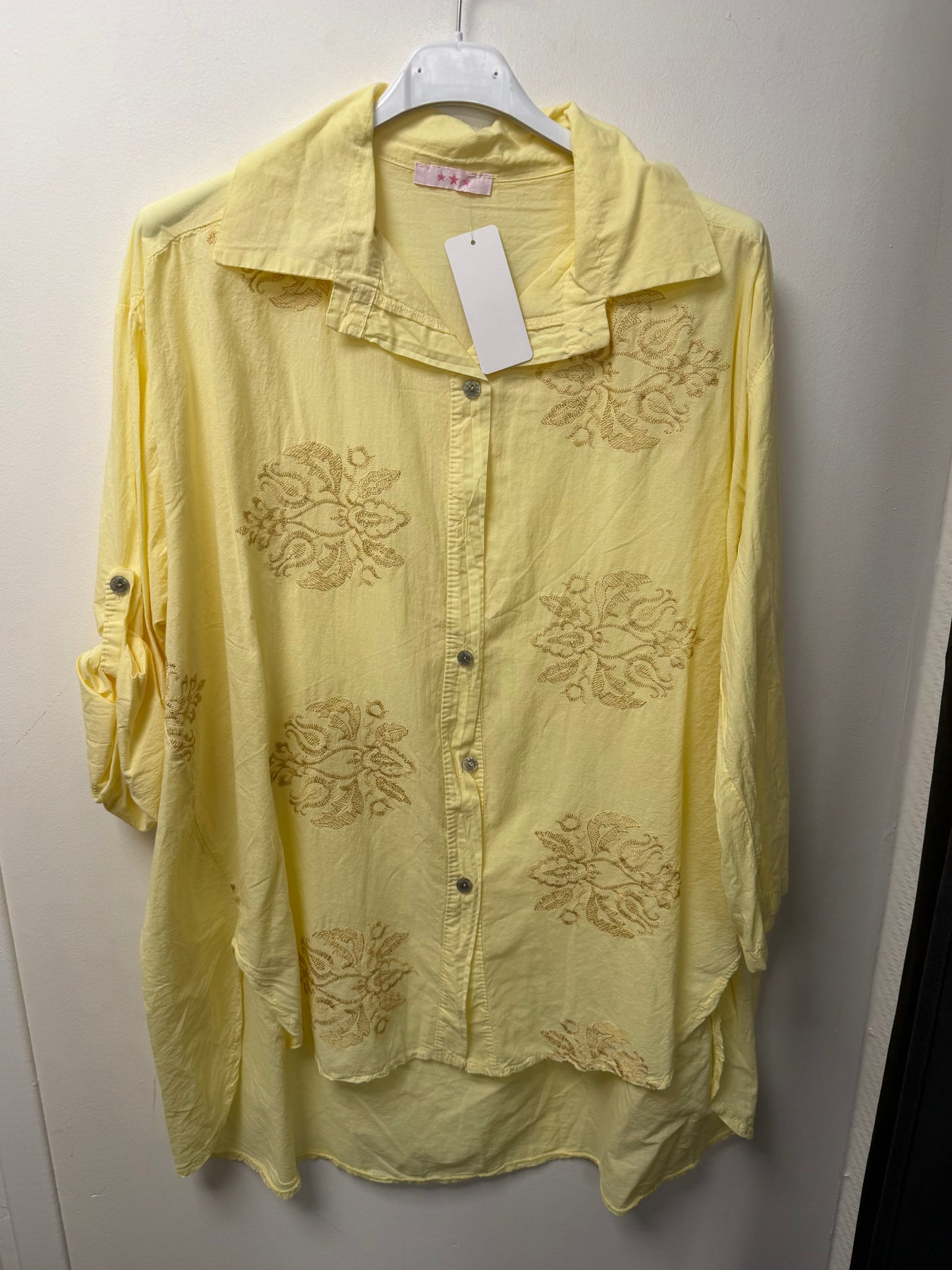 Chemise longue oversize broderies dorées 5123-7