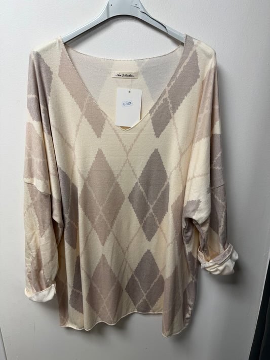 Pull Oversize à Motifs Losanges