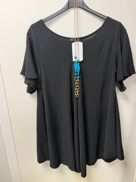 Top  à Manches Volante avec Collier Assortie 2732