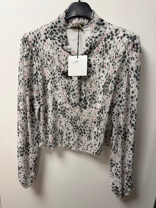 Blouse Fluide Plissée à Col Lavallière – Imprimé Floral 10371