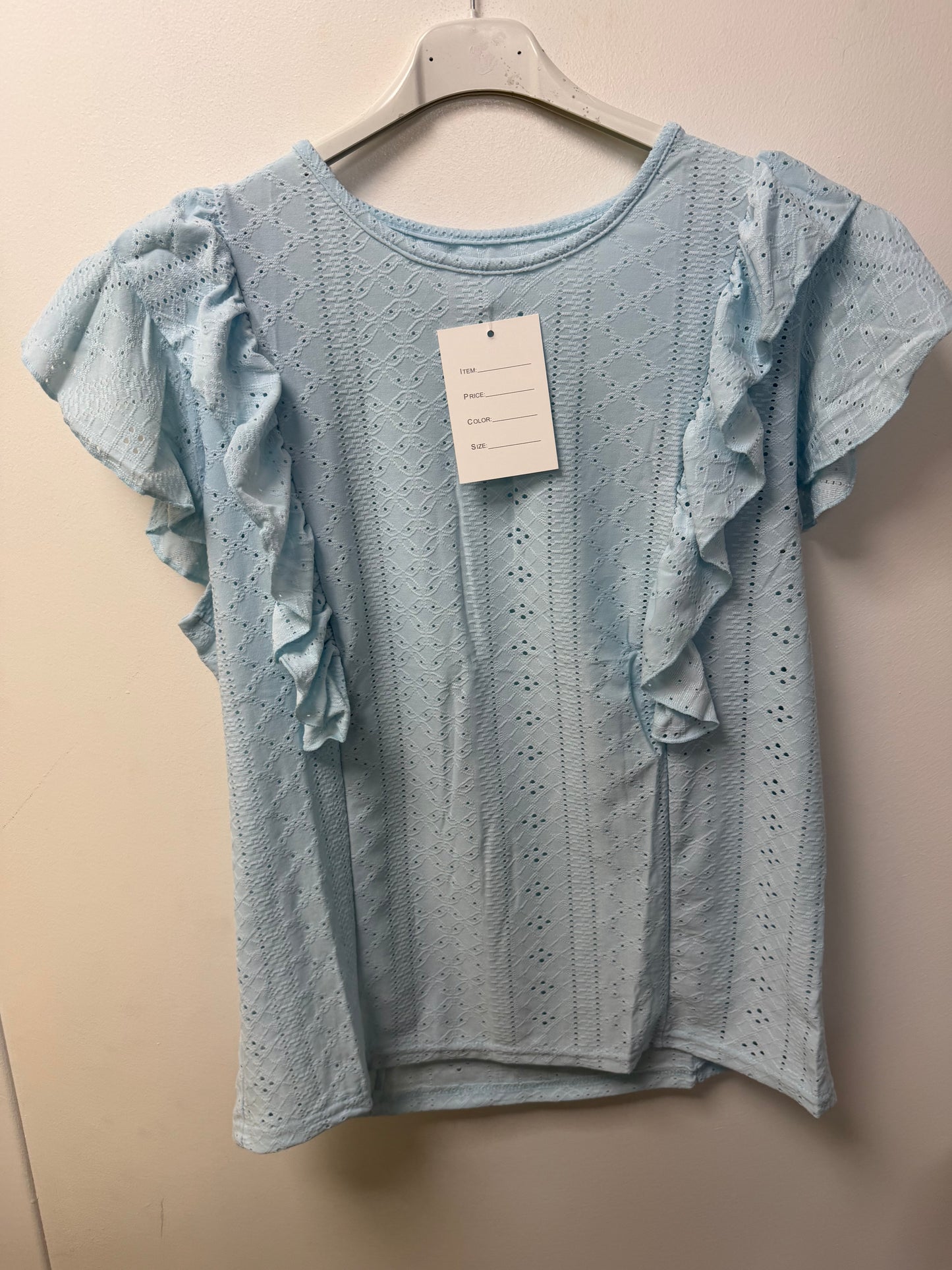 Top en broderie anglaise à volants sur les épaules 7248