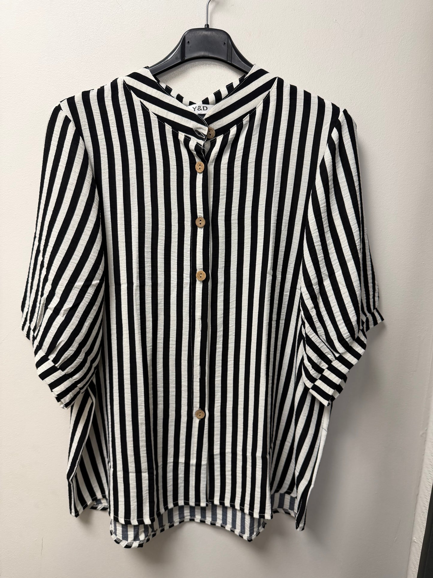 Blouse à rayures et boutons bois 7224