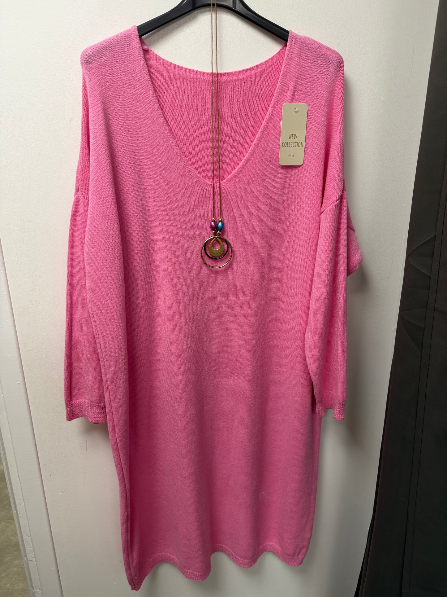 Robe Pull en Maille Fine avec Sautoir 8923