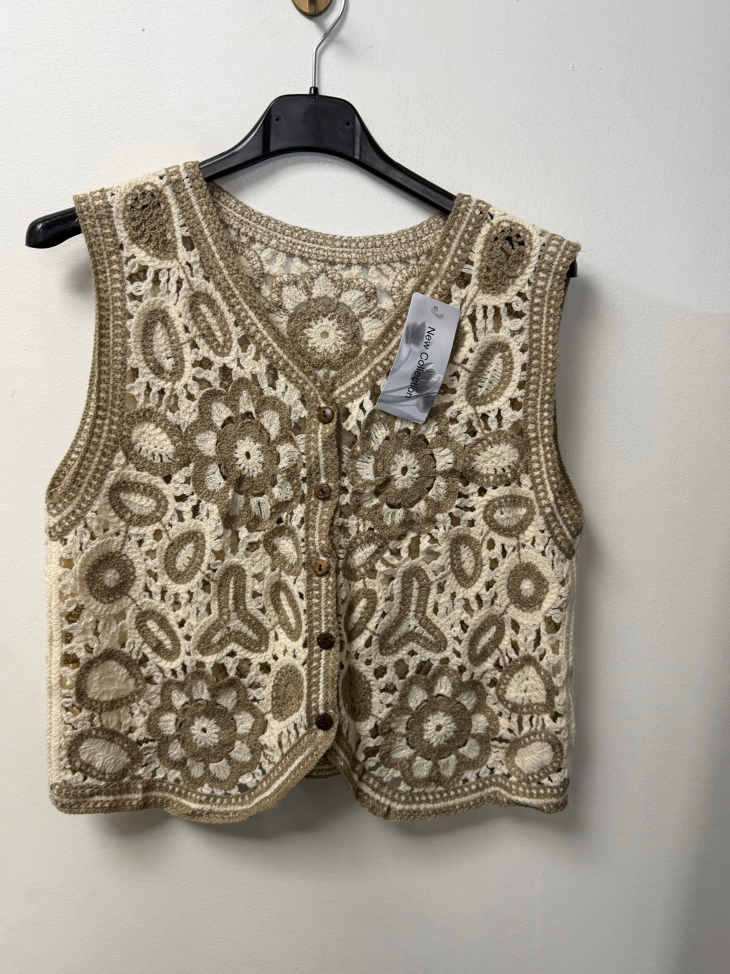 Gilet Crochet Floral Noir et Blanc 978