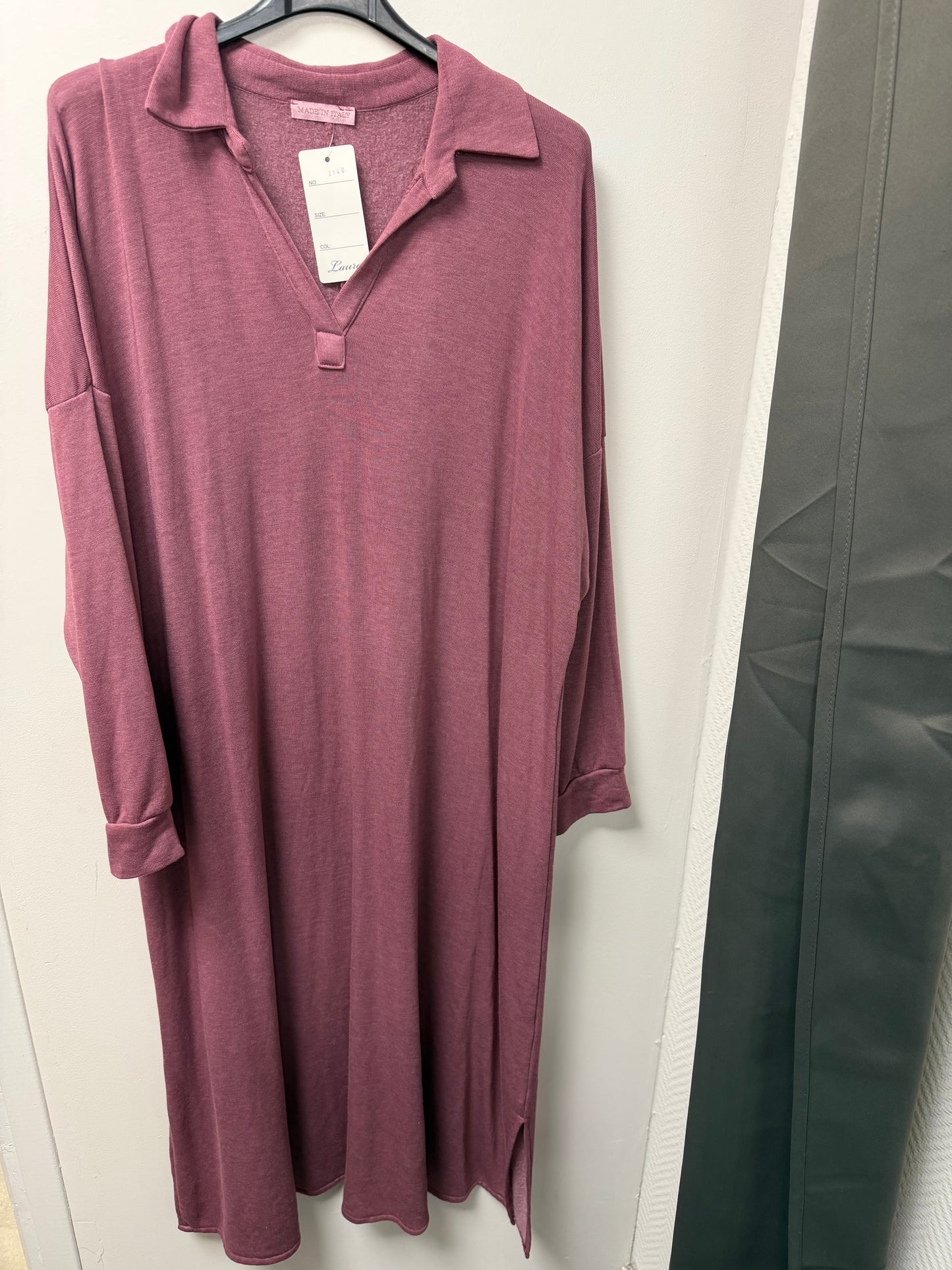 Robe-Tunique Longue en Maille Douce – Col Polo & Style Cocooning 2140