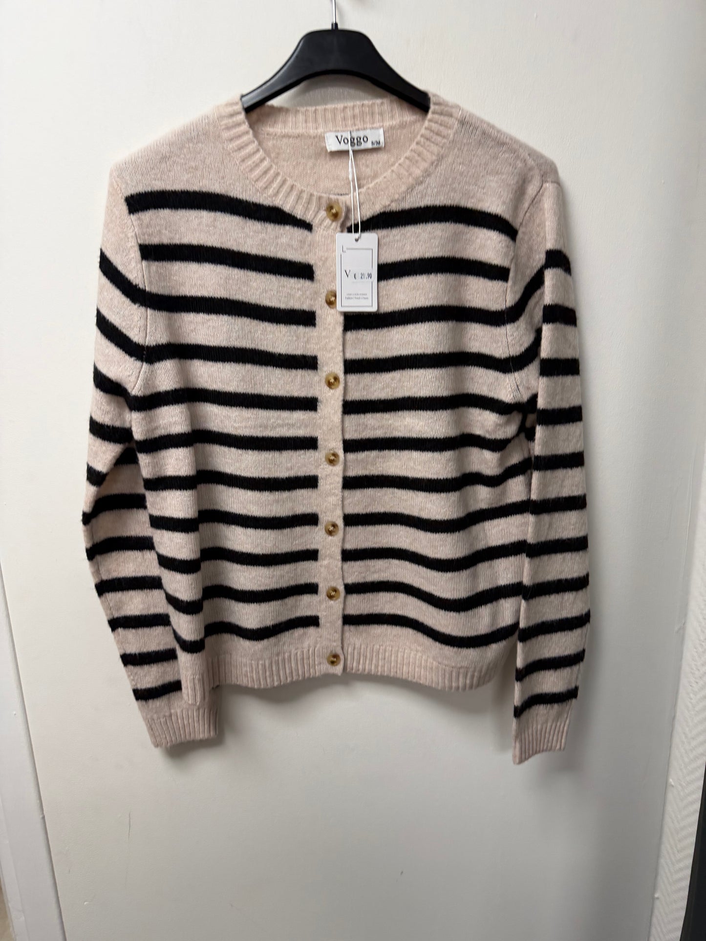 Gilet Rayé – Boutons Dorés Chic VG09