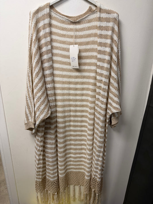 Cardigan Long Rayé à Franges 138-1