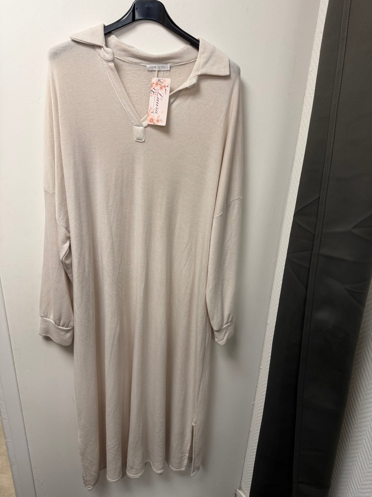 Robe-Tunique Longue en Maille Douce – Col Polo & Style Cocooning 2140