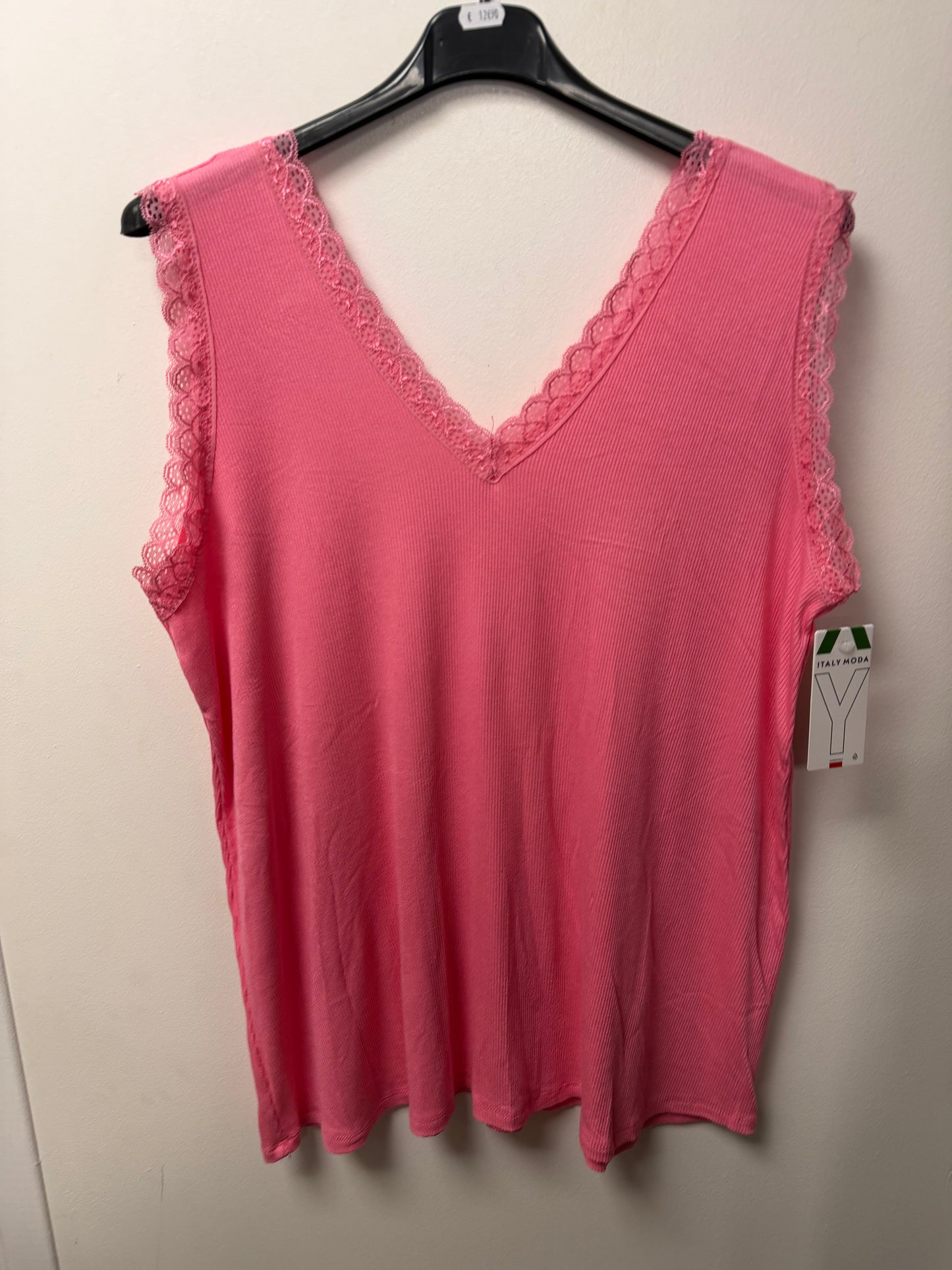 Top Côtelé avec Bordures en Dentelle