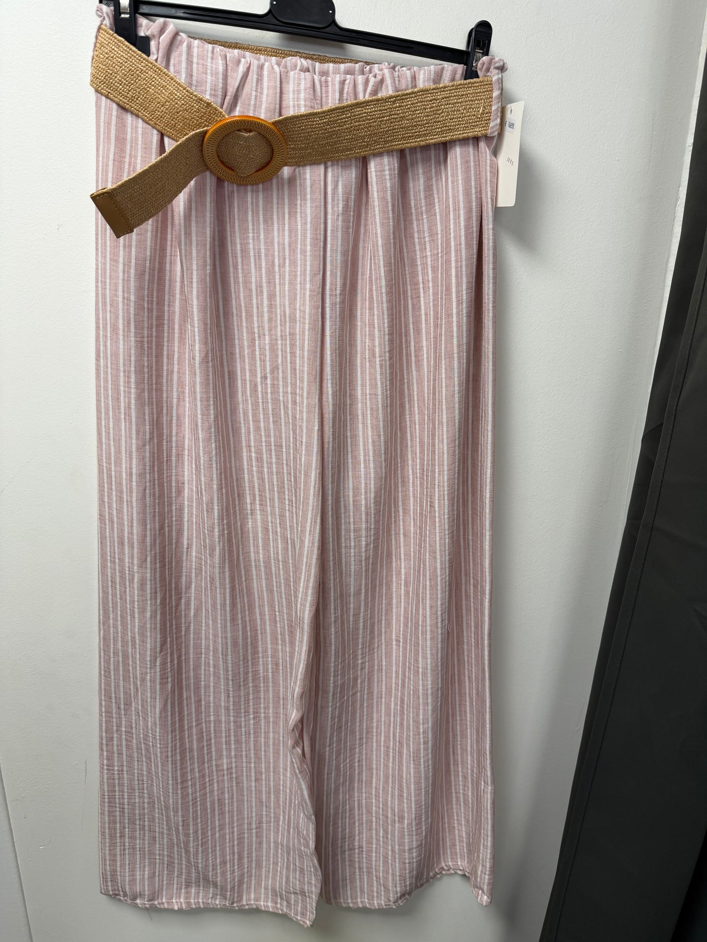 Pantalon Large Rayé avec Ceinture Tressée 2665