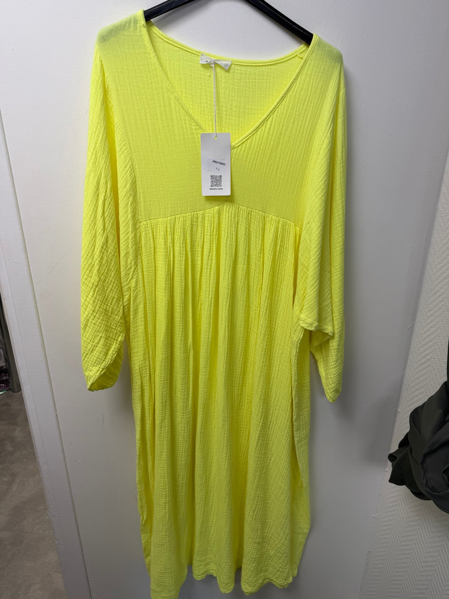 Robe longue en gaze de coton col  V PR2115022