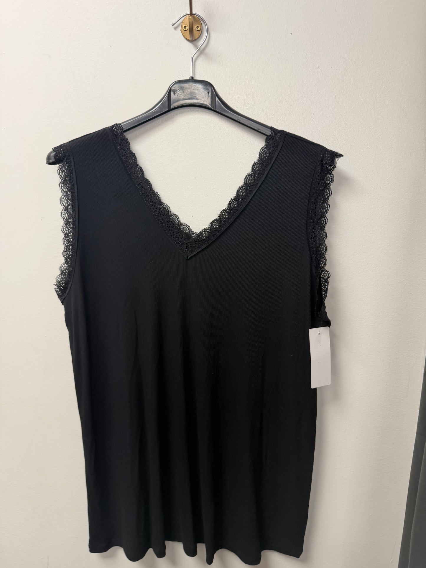 Top Côtelé avec Bordures en Dentelle