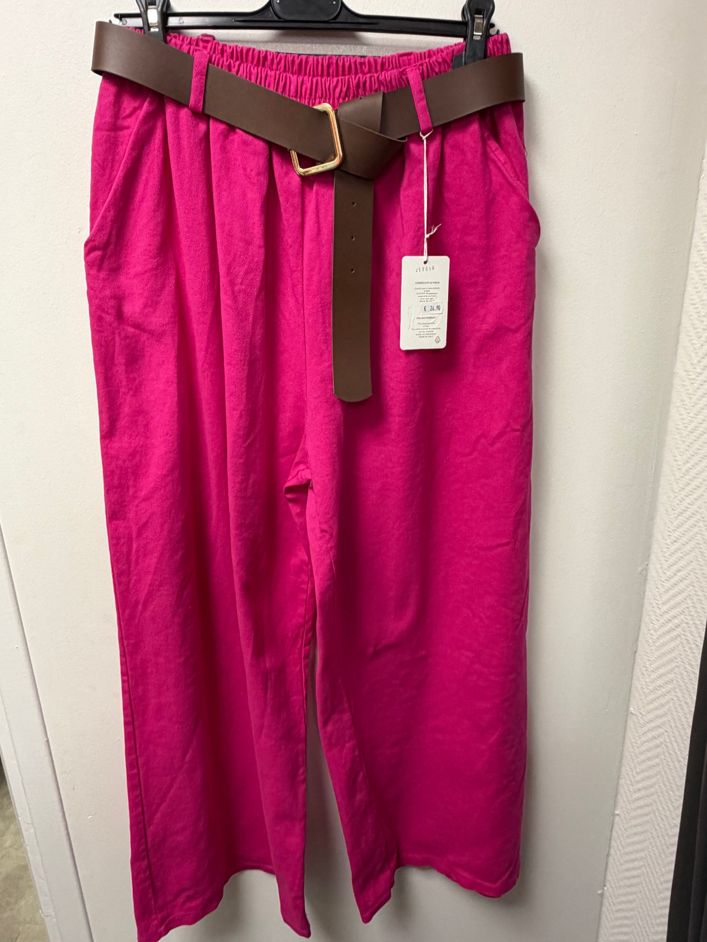 Pantalon Large Fluide avec Ceinture – Style Italien