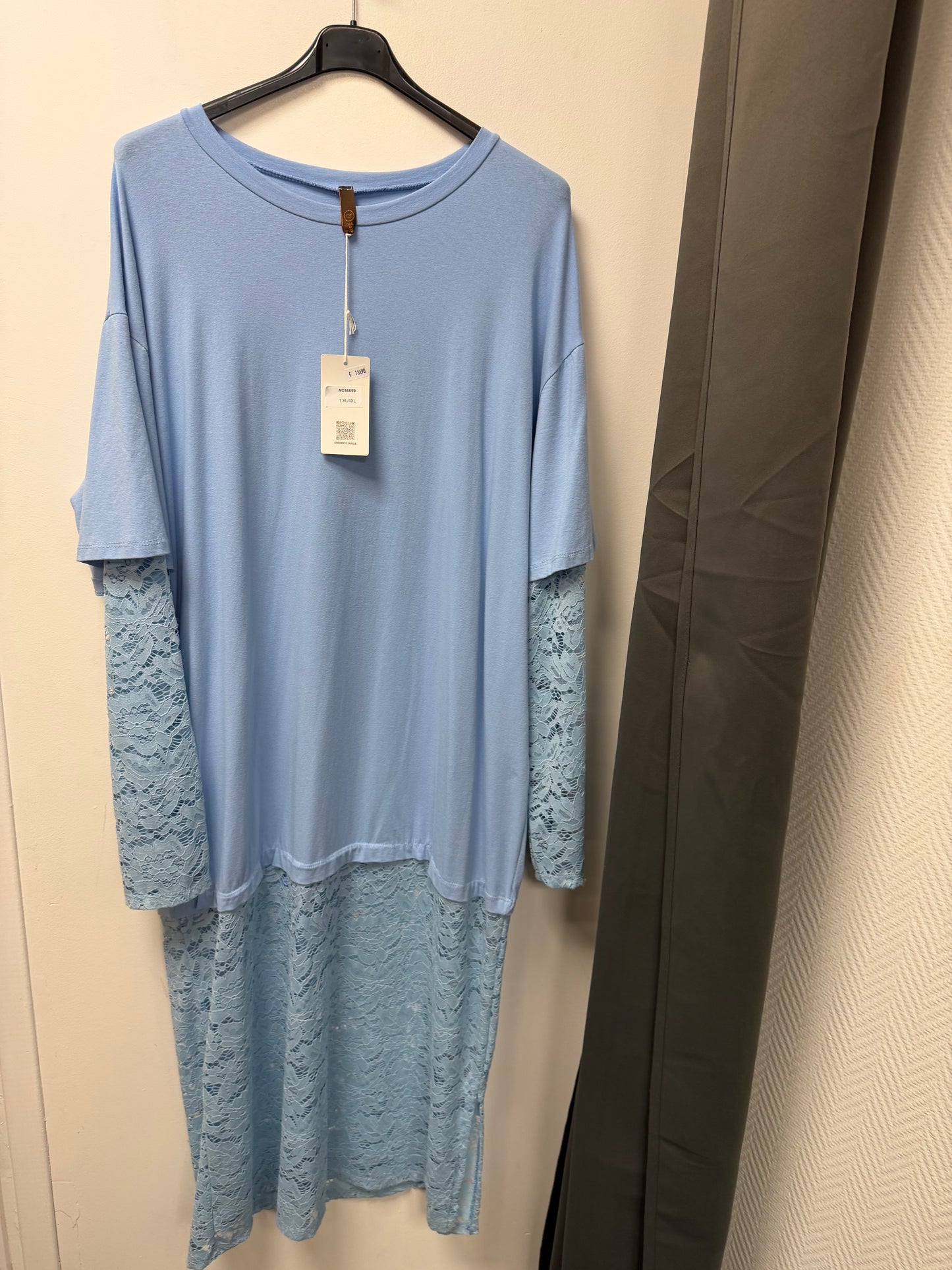 Tunique Longue Bimatière - Détails Dentelle AC56659