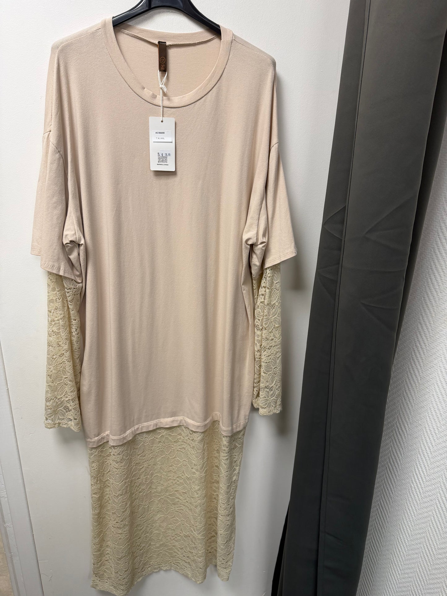 Tunique Longue Bimatière - Détails Dentelle AC56659