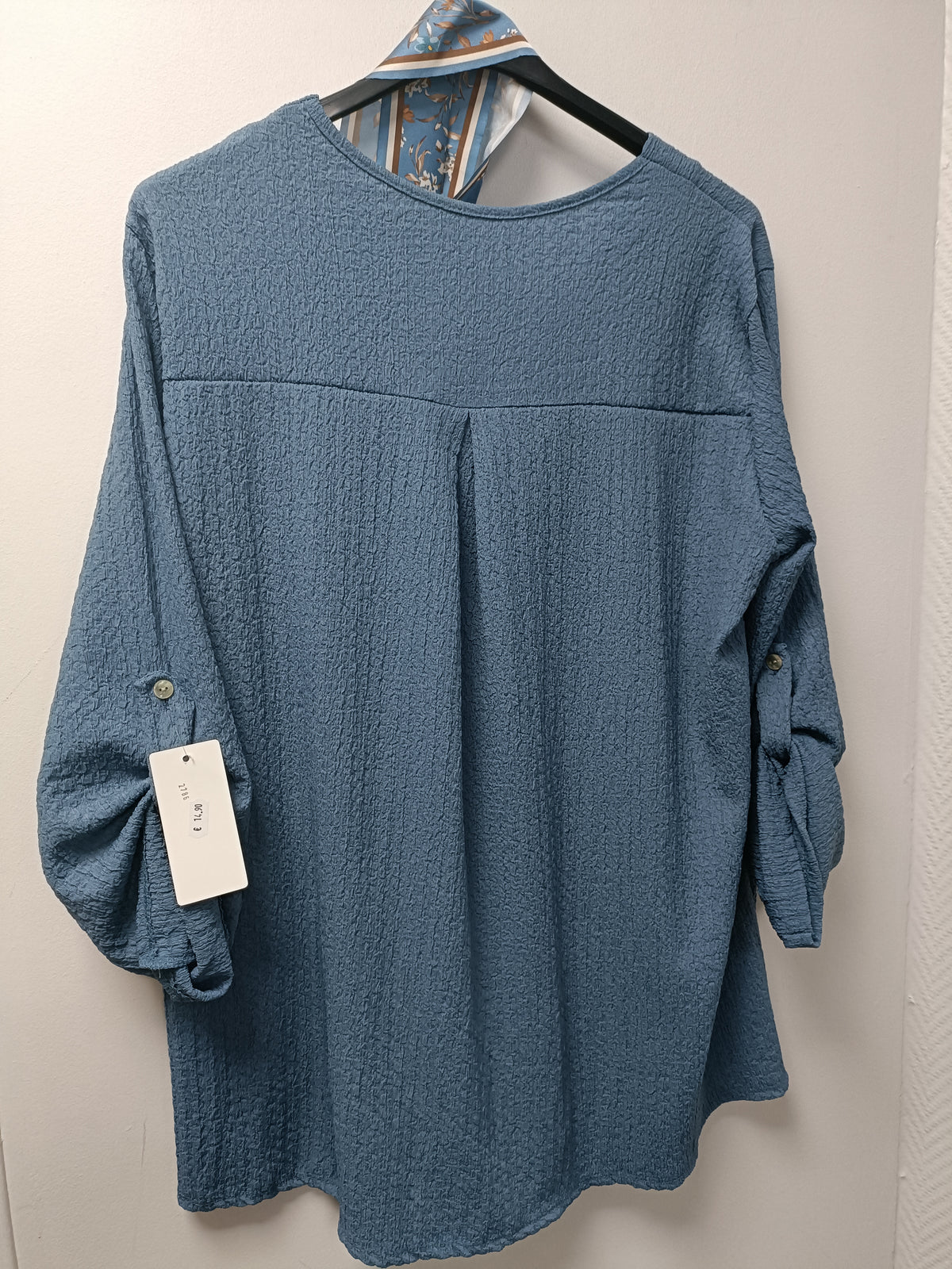2786 haut bleu jean nid d'abeille