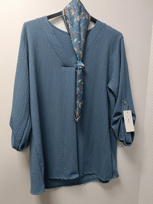 2786 haut bleu jean nid d'abeille